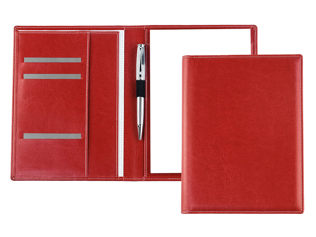 DELMON VARONE - Premium Schreibmappe inkl. Notizblock DIN A5 (50 Blatt) aus veganem Eco Kunstleder R