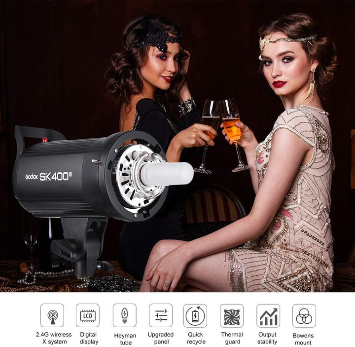 GODOX SK400II 400Ws Studio-Blitzlicht Eingebautes 2.4G Wireless X-System GN65 5600K mit 150W Modelli