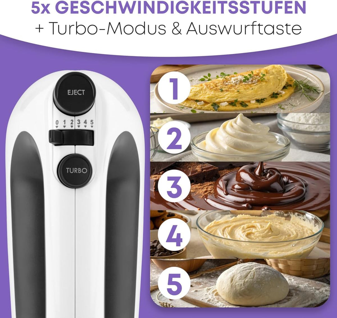 Bomann® Mixer | kraftvoller 400 Watt-Motor | Handmixer | Turbostufe & 5 Geschwindigkeitsstufen | Han