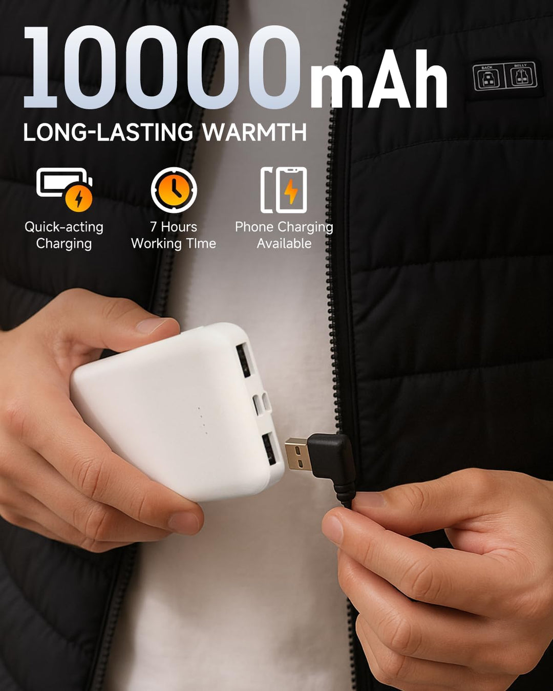 LABCOOL Beheizbare Weste,beheizte herren damen, Heizweste mit 7,4V 25000mAh Akku,Wärmeweste mit 6 He