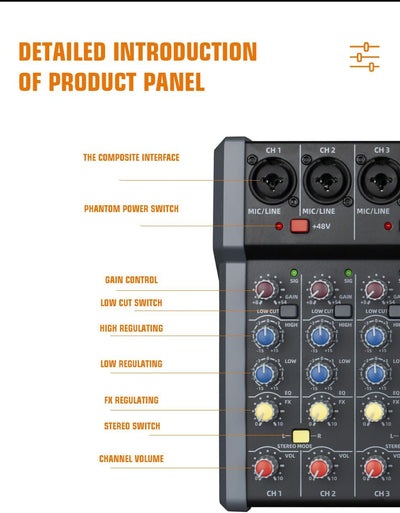 Weymic Professioneller Mixer der A-Serie für die Aufnahme von DJ-Bühne, Karaoke-Musik, mit USB-Laufw