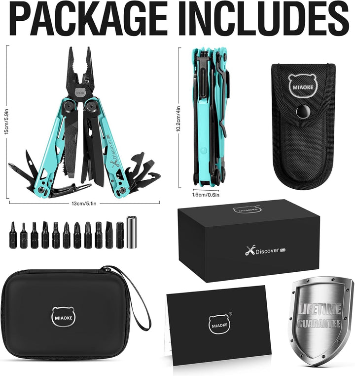 MIAOKE Multitool 23 in 1 with Premium Gift Box, Screwdrivers Saw Screwdrivers Bottle Opener Pliers C