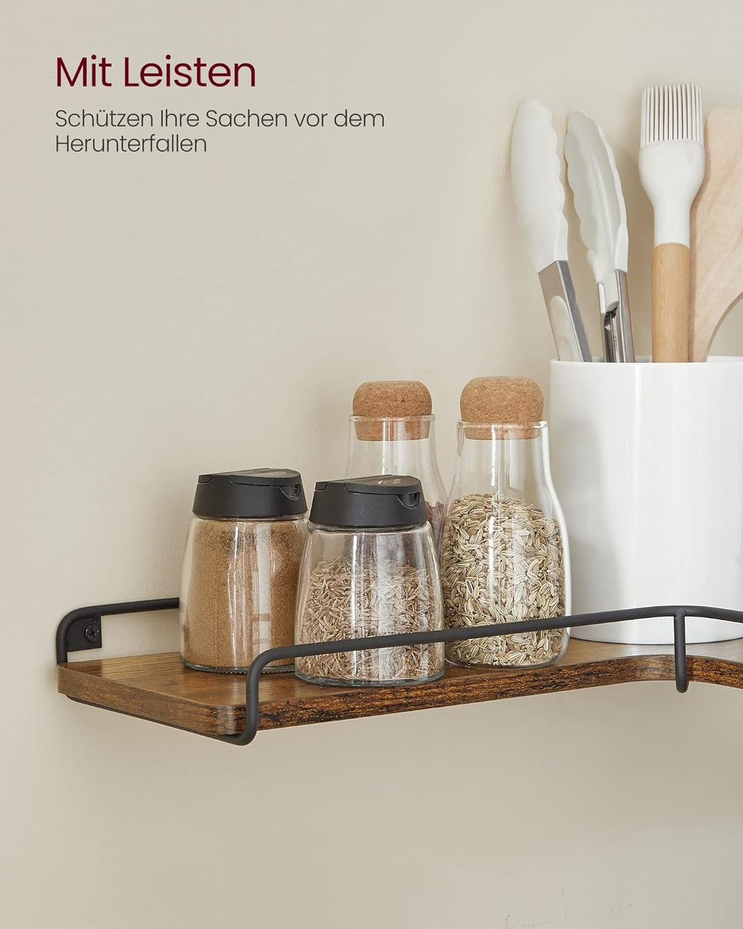VASAGLE L-förmiges Eckregal, 2er Set, Wandregal, Industrie-Design, für Wohnzimmer, Schlafzimmer, Küc