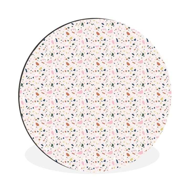 Wandbild Rund Wanddeko Deko Wohnzimmer Bilder 90x90 cm Lehm - Muster - Terazzo, 90x90 cm