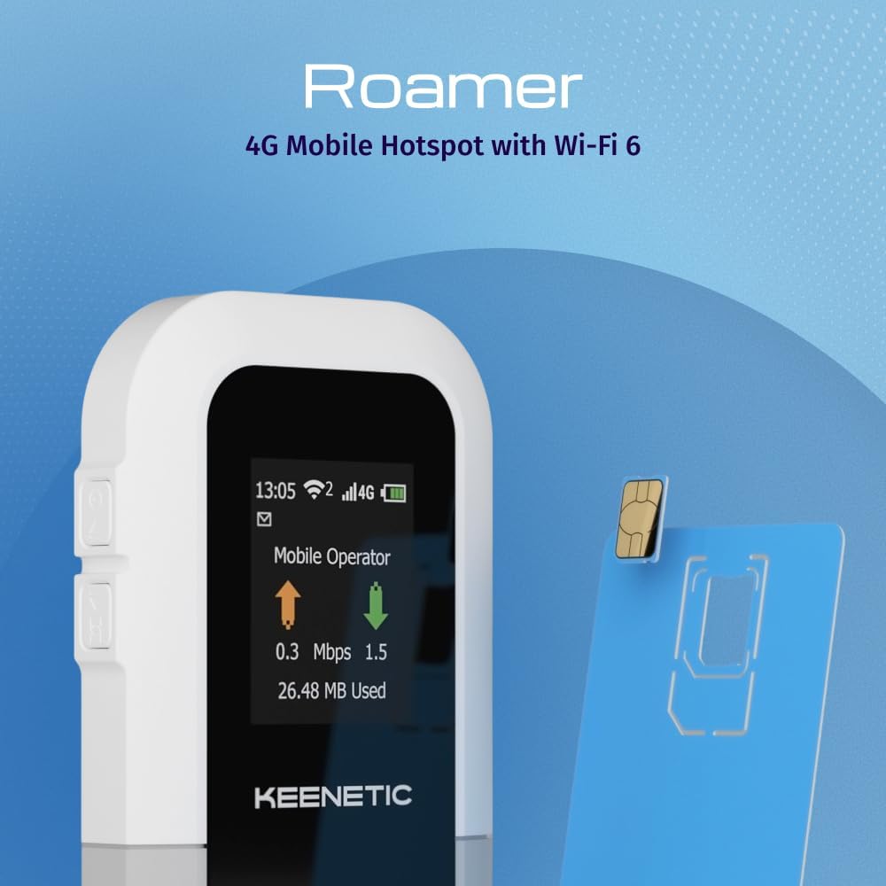 Modem Keenetic KN-5110-01-EU Mobiler 4G-Hotspot mit Wi-Fi 6, 4G