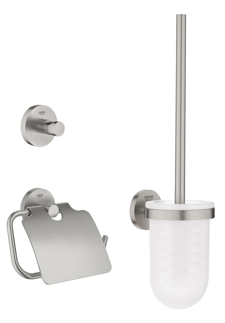 GROHE Start Cosmopolitan - WC- Set 3-in-1 (Material: Glas/ Metall, verdeckte Befestigung), superstee