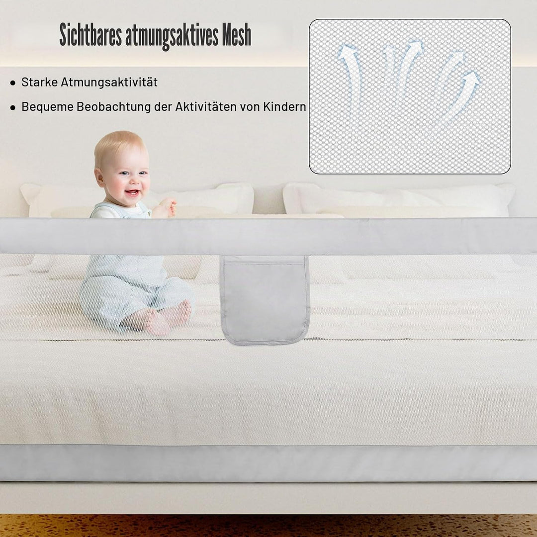 OHMG Bettgeländer,Sicherheitsgitter für Kinder,Sicherheitsgitter für Bett,höhenverstellbar,tragbar,B