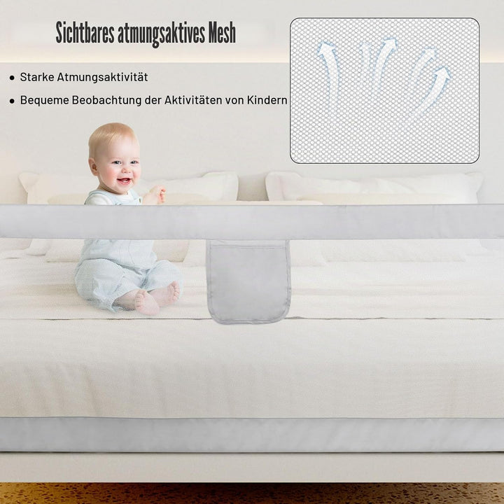 OHMG Bettgeländer,Sicherheitsgitter für Kinder,Sicherheitsgitter für Bett,höhenverstellbar,tragbar,B