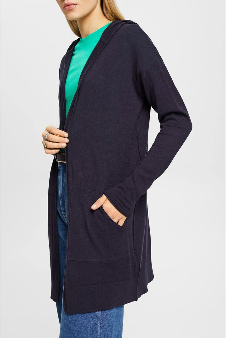 edc by Esprit Strickcardigan aus Reiner Baumwolle mit Kapuze XS 400/Navy, XS 400/Navy