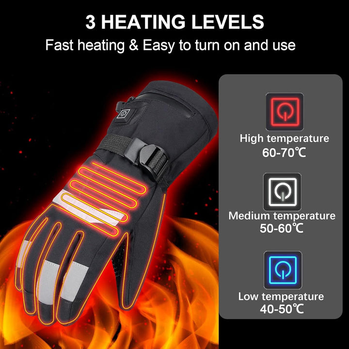 Beheizbare Handschuhe für Herren Damen Beheizte Ski Handschuhe mit 7.4V 4000mAh Wiederaufladbare Akk