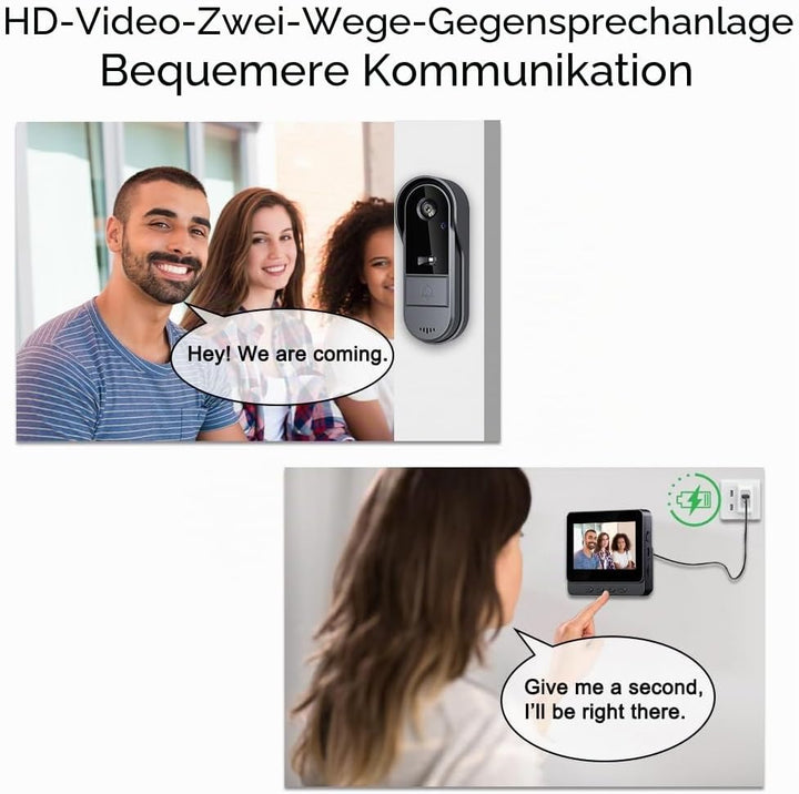 TKMARS Kabellose Video Türklingel Kamera mit 4,3-Zoll Bildschirm, IP65 Wasserdicht, 1000mAh Langzeit