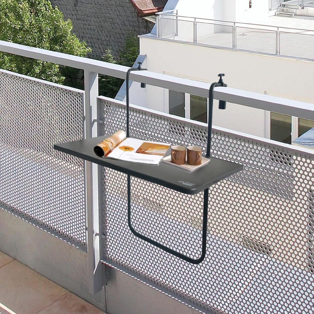 Aktive 61034 Klapptisch für Balkon mit Mehreren Positionen, grau
