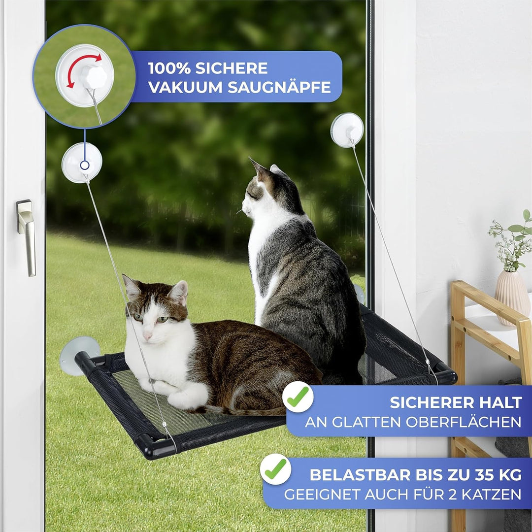 Maximex XXL-Hängematte, Fenster Liegematte für 2 Katzen, belastbar bis 35kg, zuverlässige grosse Sau