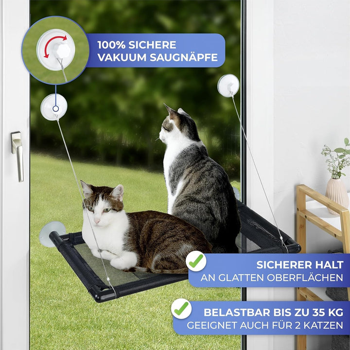 Maximex XXL-Hängematte, Fenster Liegematte für 2 Katzen, belastbar bis 35kg, zuverlässige grosse Sau