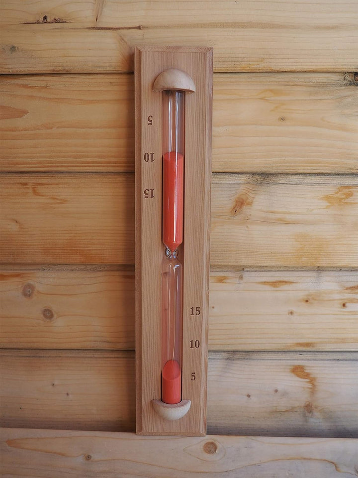 Home Sauna Experience Hse Deluxe Cedar Wand- Rotating Sauna Sand Timer 15 Minuten Rust Red 15 Minute