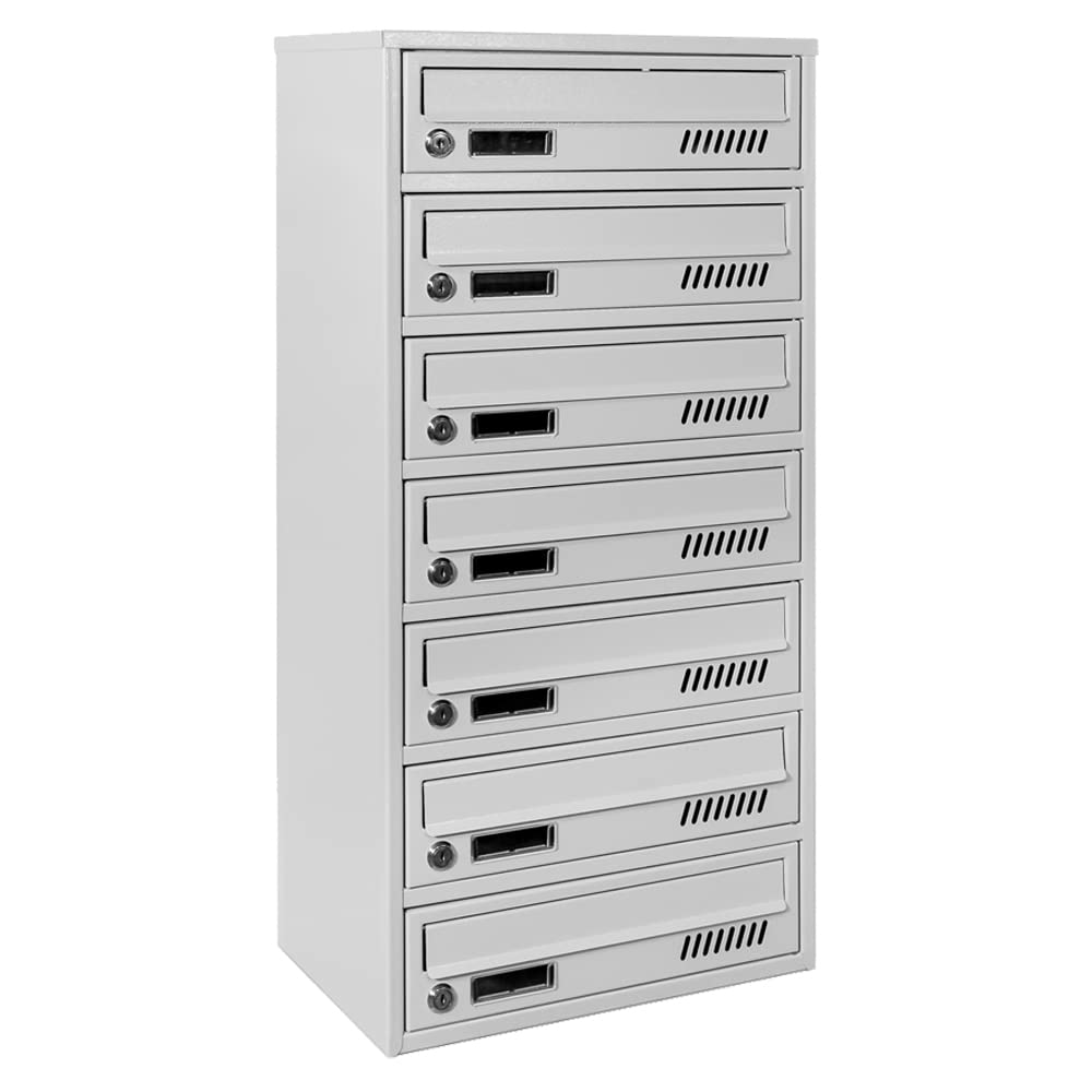 Mehrfamilienhaus 7 Parteien GLM grau RAL 7035 Briefkastensysteme 25cm Tief 7 Kassettenpostali, 7 Kas