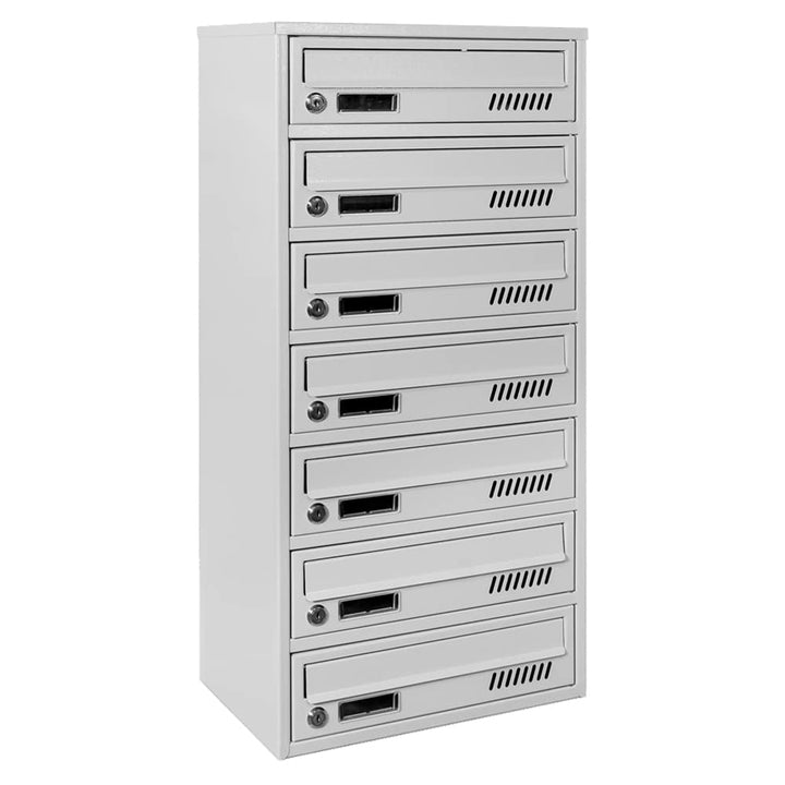Mehrfamilienhaus 7 Parteien GLM grau RAL 7035 Briefkastensysteme 25cm Tief 7 Kassettenpostali, 7 Kas