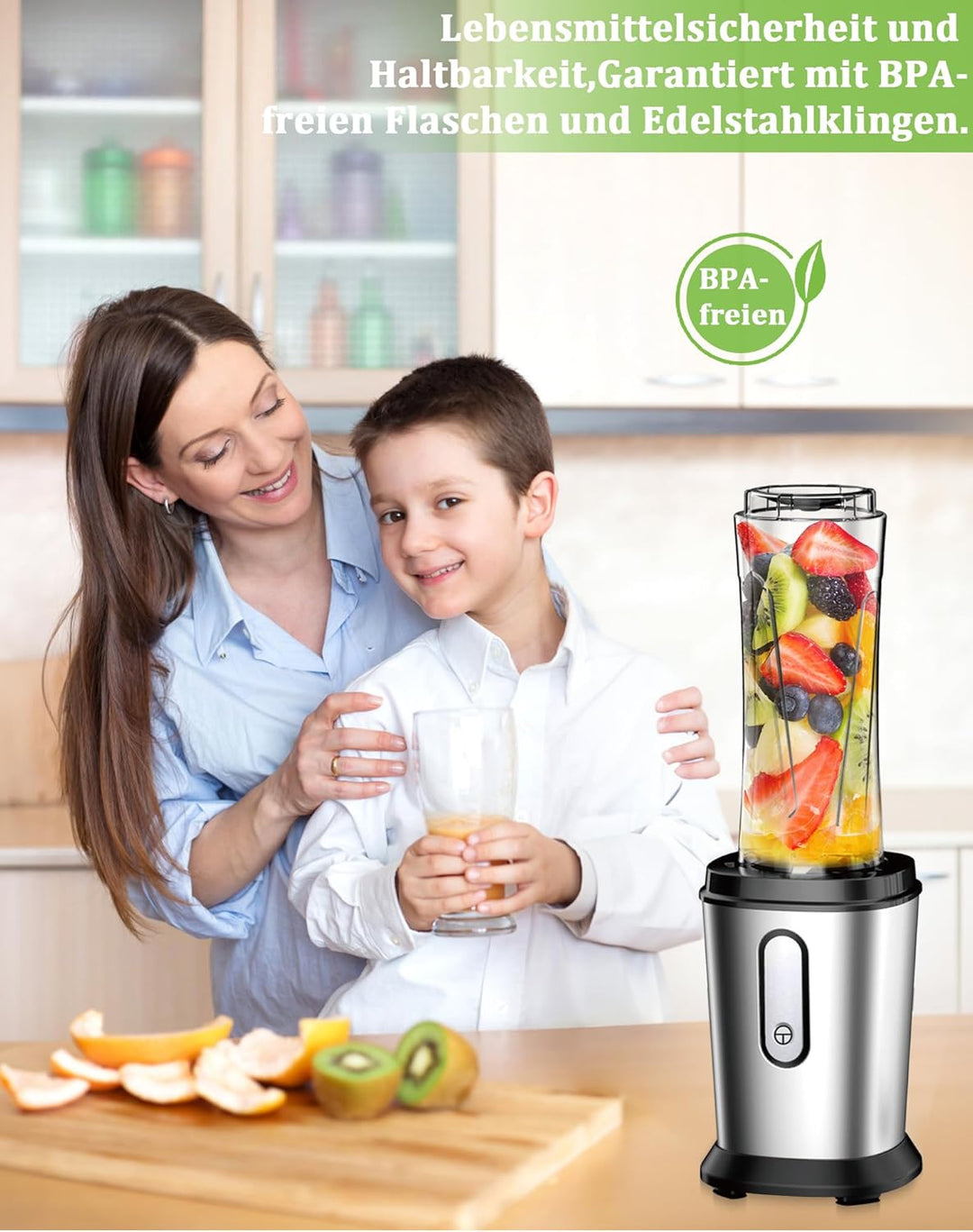 Mixer, Smoothie Maker, 500W Standmixer Mini Mixer Smoothie Maker mit 2x600ml Smoothie Flaschen BPA f