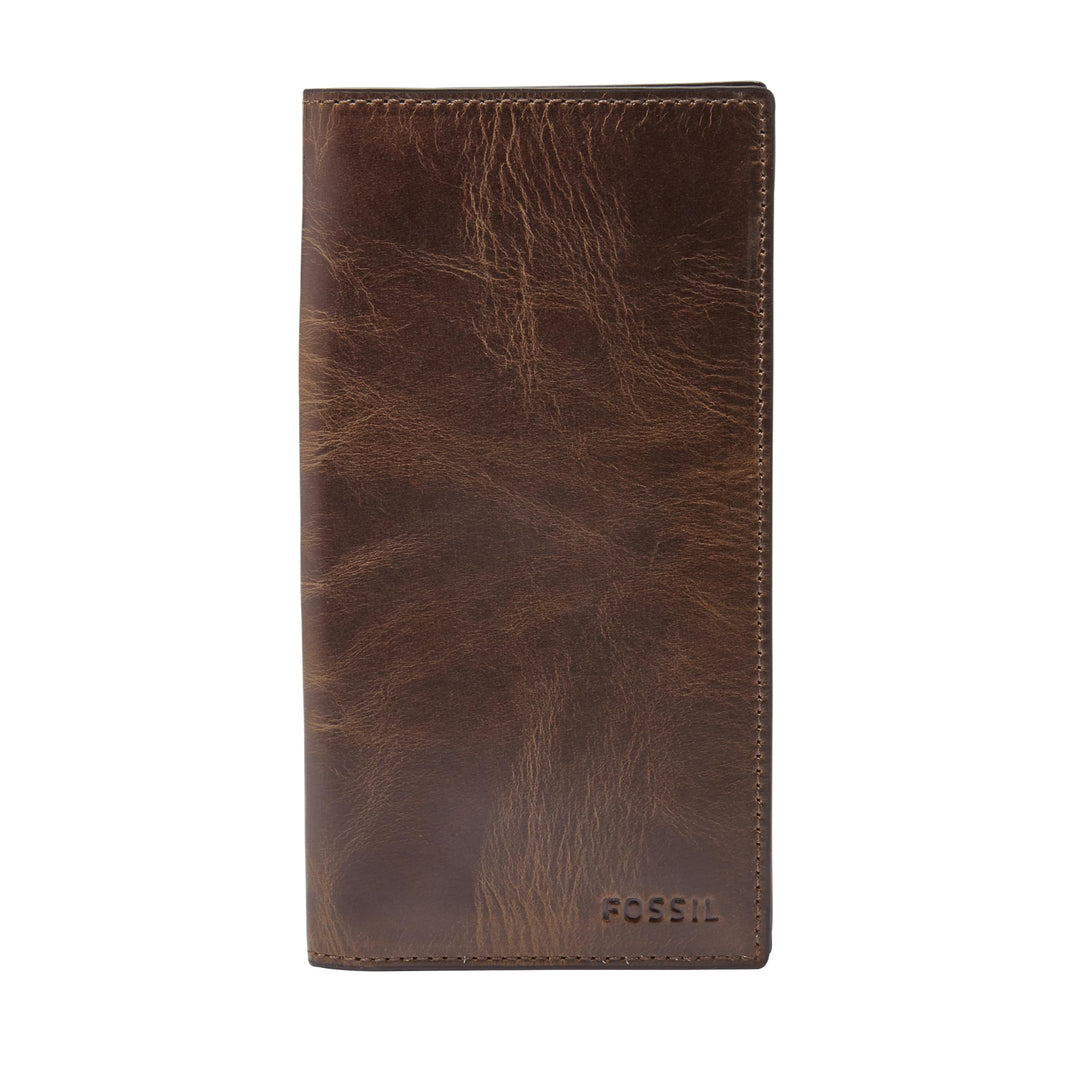 Fossil Herren Derrick Leder Executive Scheckbuch Geldbörse für Männer Derrick Dunkelbraun, Derrick D