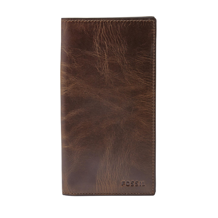 Fossil Herren Derrick Leder Executive Scheckbuch Geldbörse für Männer Derrick Dunkelbraun, Derrick D