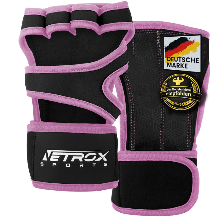 NetroxSports - Trainingshandschuhe mit Handgelenkbandage für Krafttraining Kraftsport - Fitness Hand