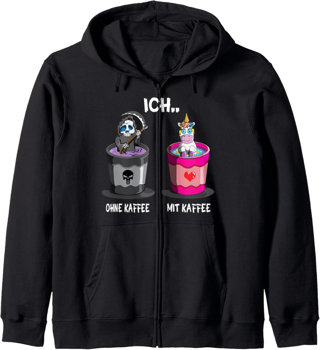 Spruch Ich ohne Kaffee Ich mit Kaffee Kaffeetrinker Kaffee Kapuzenjacke