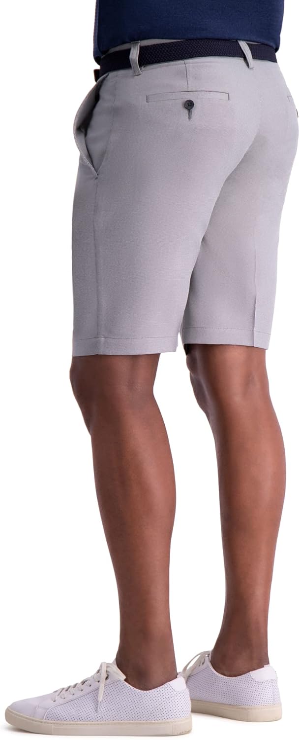 Haggar Men's Cool 18 Pro Stretch Solid Oxford Flat Front Short, 44 Dunkelgrau