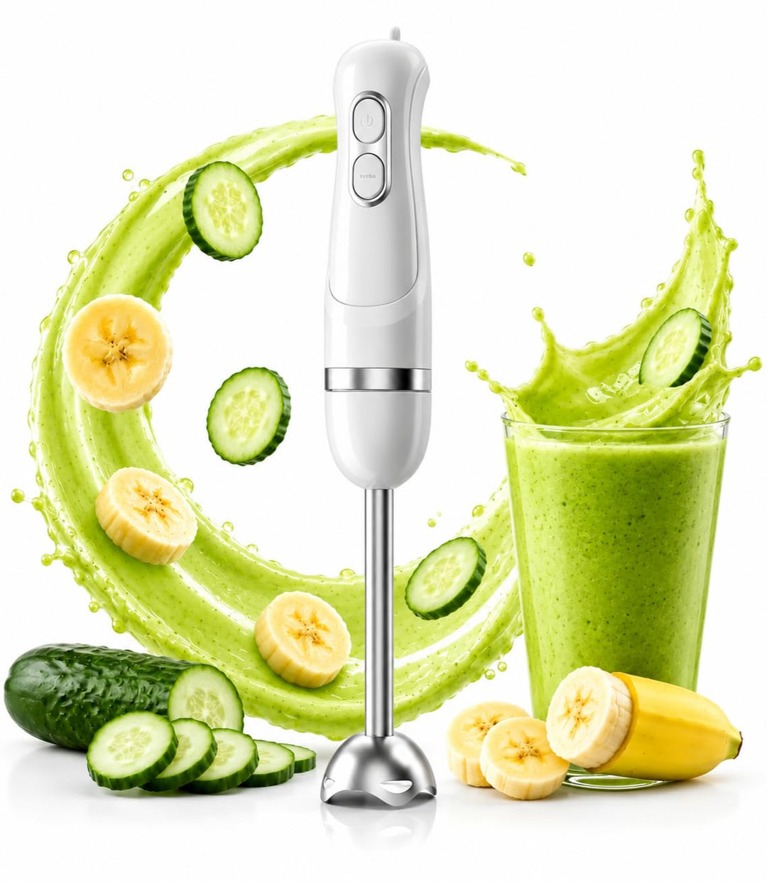 BESROY 1100W Stabmixer Edelstahl, Elektrischer Pürierstab &amp; Hand Blender mit 2 Geschwindigkeitsstufe