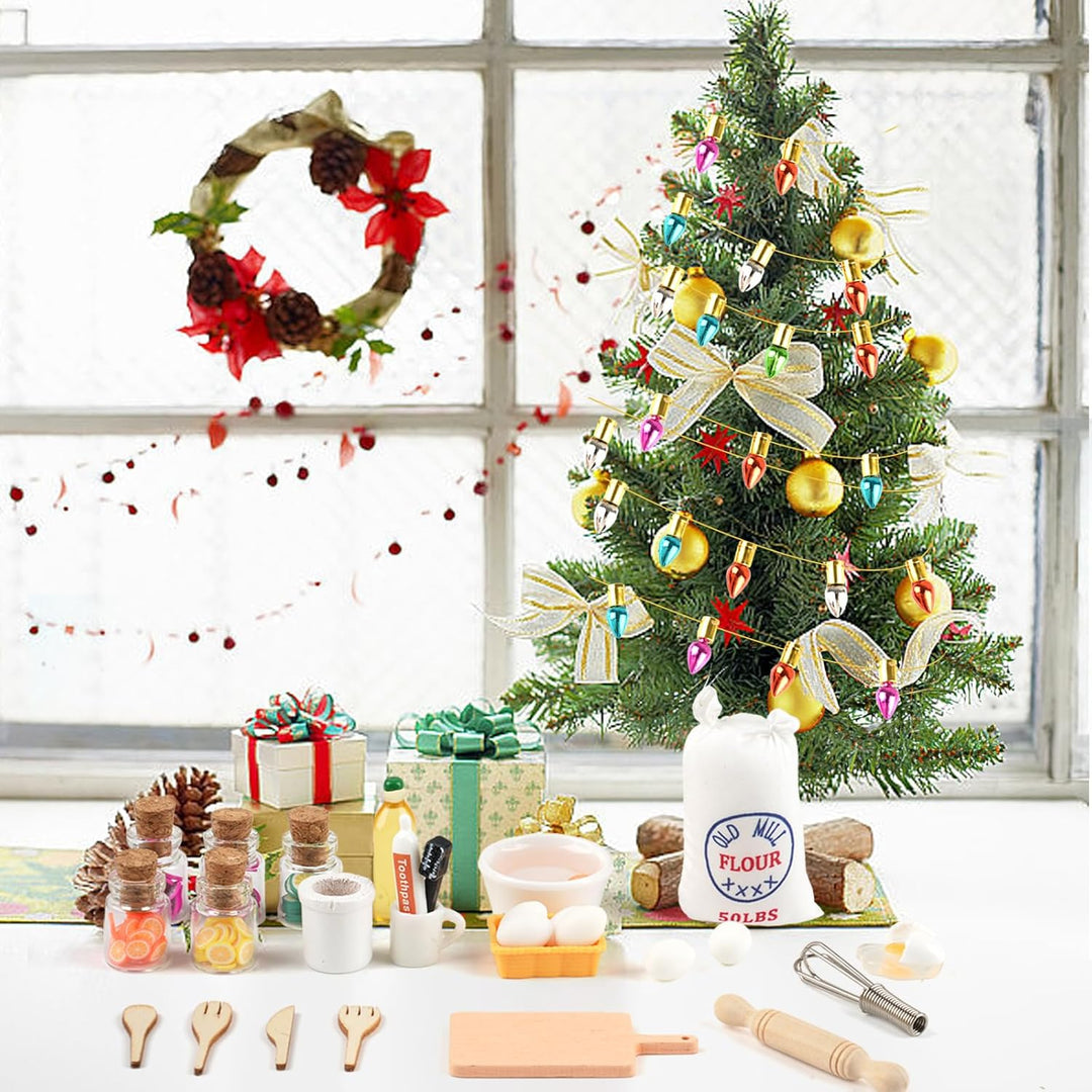 Wichtel Zubehör Weihnachten, 27 Stück Miniatur Wichtel Zubehör Backen Set Wichtel Set Puppenhaus Zub