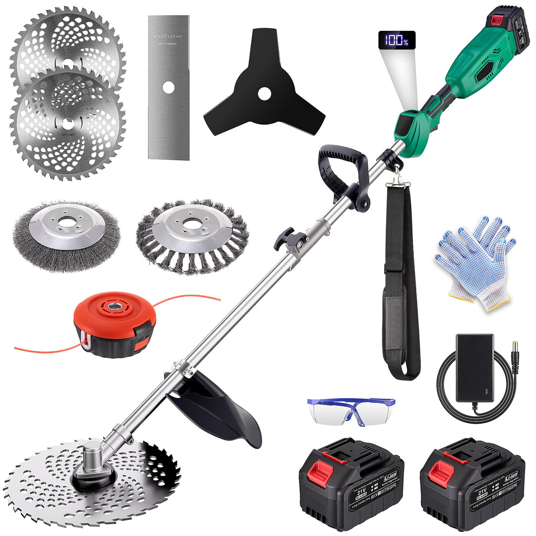 6- IN-1 Rasentrimmer mit Akku, 21V Rasentrimmer Bürstenloser Motor, 2 x 4.5Ah Batterien Akku Motorse