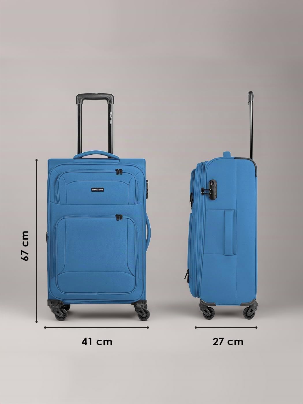 SMARTBOX Weichgepäck Check-in Koffer für Damen &amp; Herren | Mittelgrosser Trolley 41 x 27 x 67 cm | 4