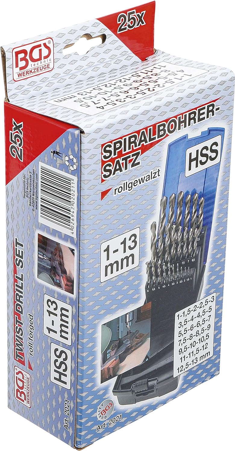 BGS 2021 | Spiralbohrer-Satz | HSS | 1 - 13 mm | 25-tlg., HSS