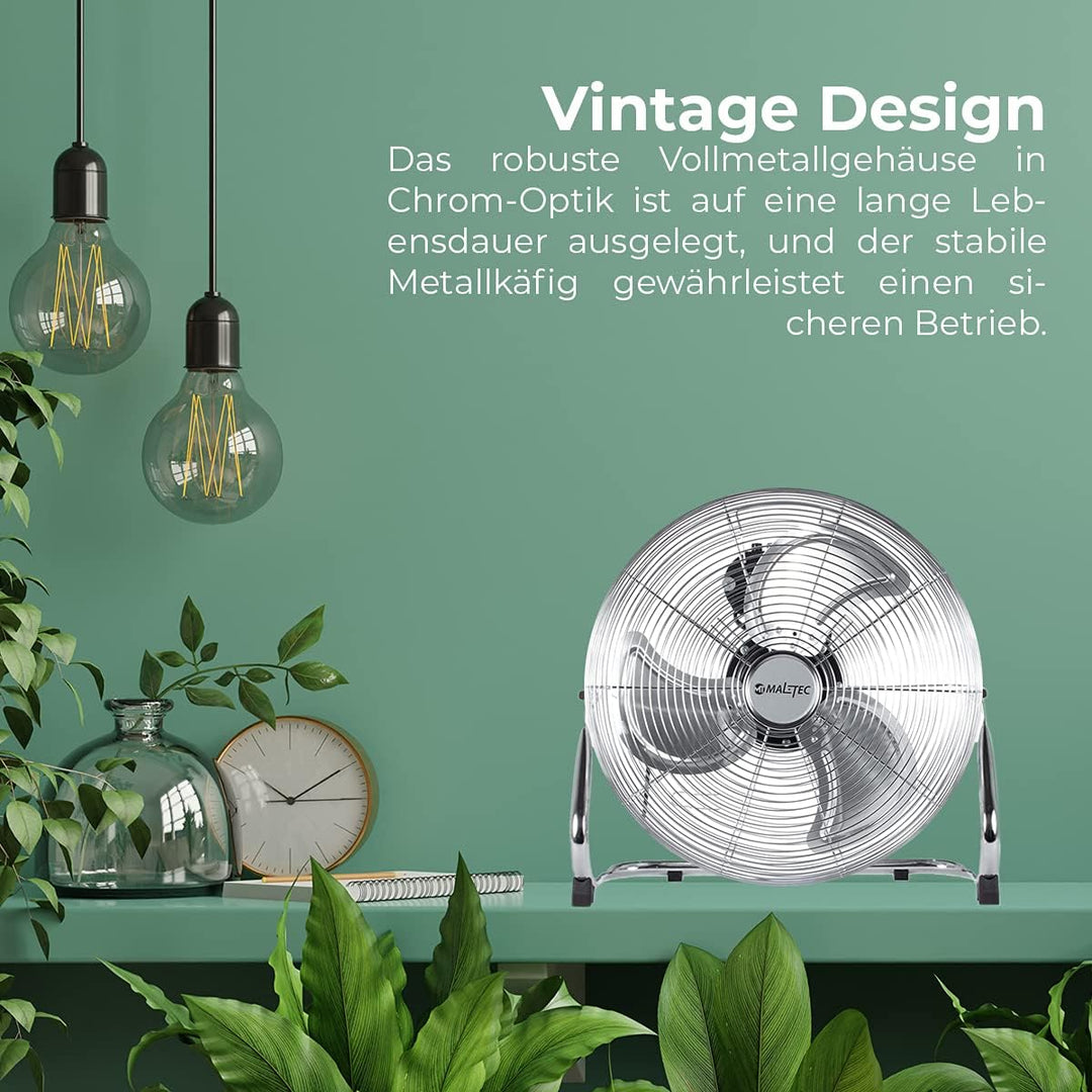 MalTec Standventilator W-OC150WT | leise Boden Ventilator 44cm | 3 Geschwindigkeitsstufen | Tragbar
