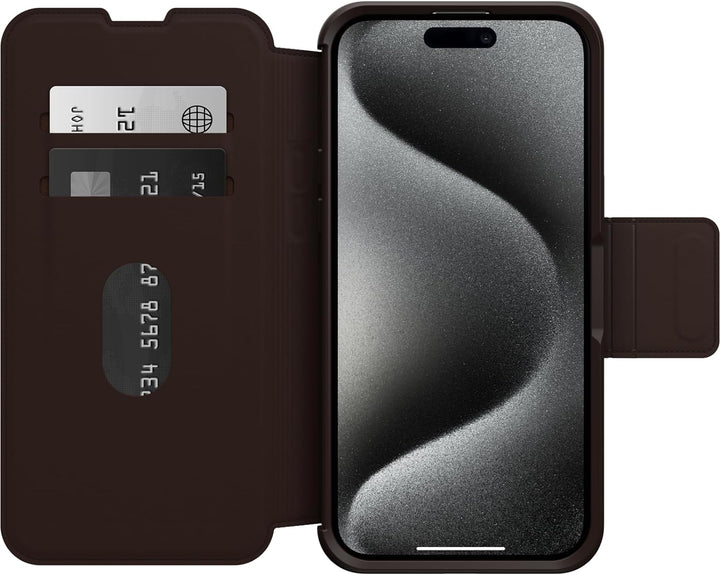 OtterBox Strada Hülle für iPhone 15 Pro Max für MagSafe, stossfest, sturzsicher, Premium Lederfolio