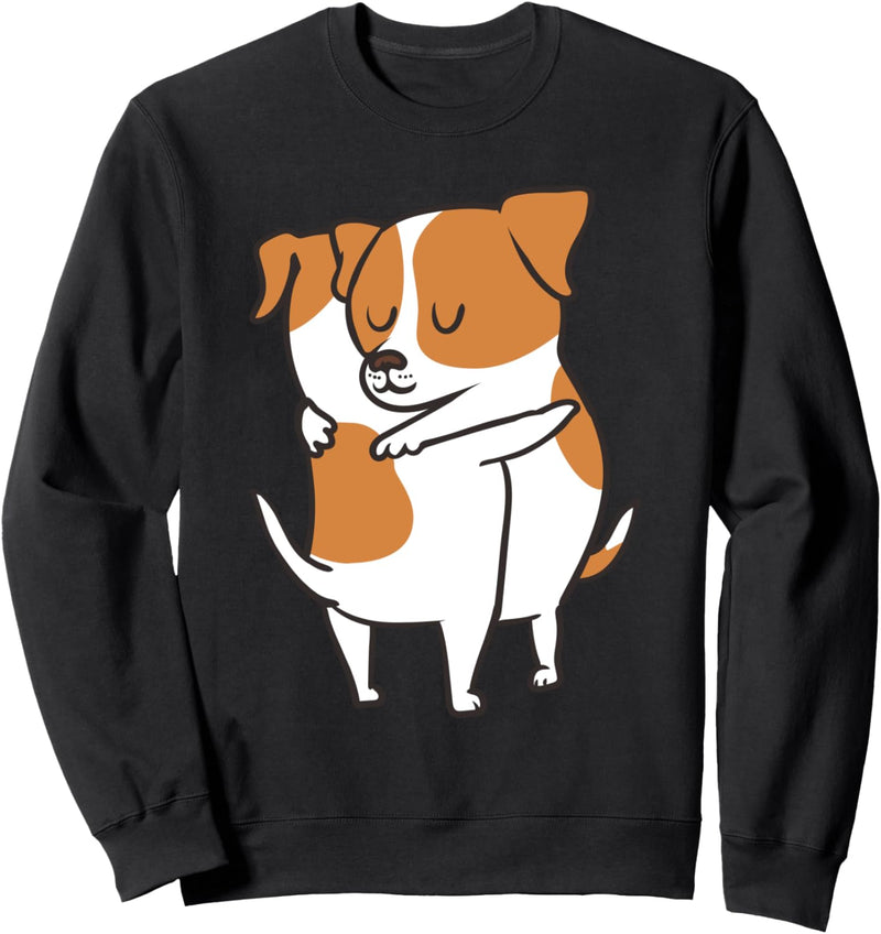 Jack Russell Terrier hugs Sweatshirt