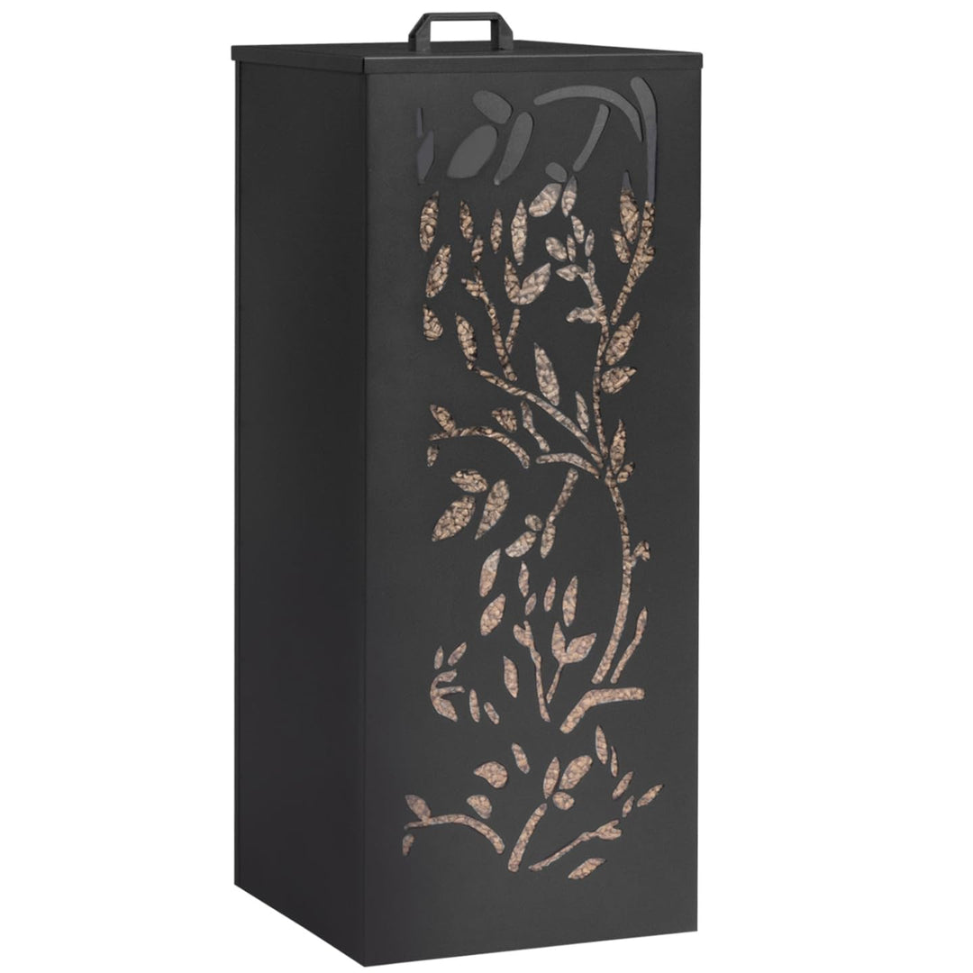 IDMarket - Pelletbehälter 55kg schwarz Pelletspeicher Pelletspeicher 36x36x87cm Blumenmuster