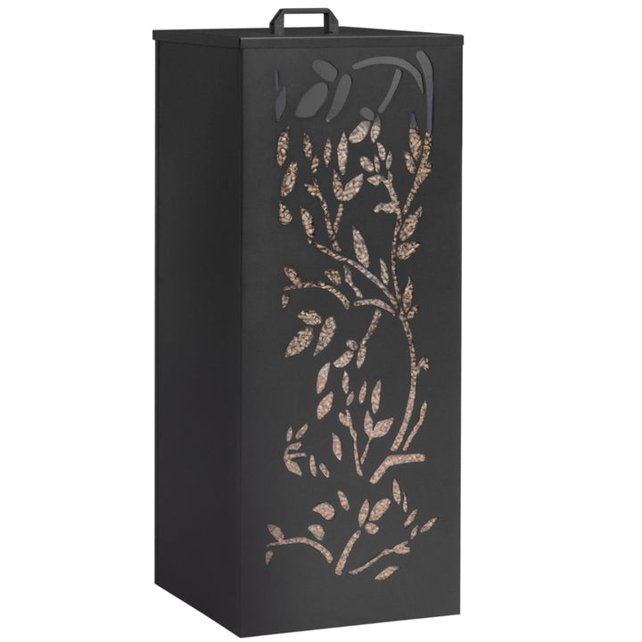 IDMarket - Pelletbehälter 55kg schwarz Pelletspeicher Pelletspeicher 36x36x87cm Blumenmuster