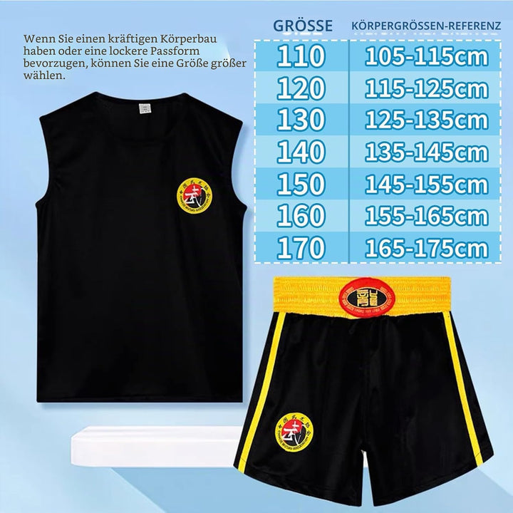 Ärmelloses Kinder Kampfsport Uniform Set,Boxset für Erwachsene, Atmungsaktive Sparring Performance T