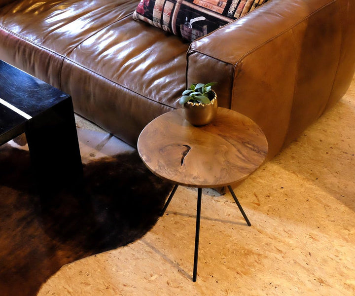 Brillibrum Design| Beistelltisch rund | Handmade | Teakholz Beistelltisch | aussergewöhnlich, Klein: