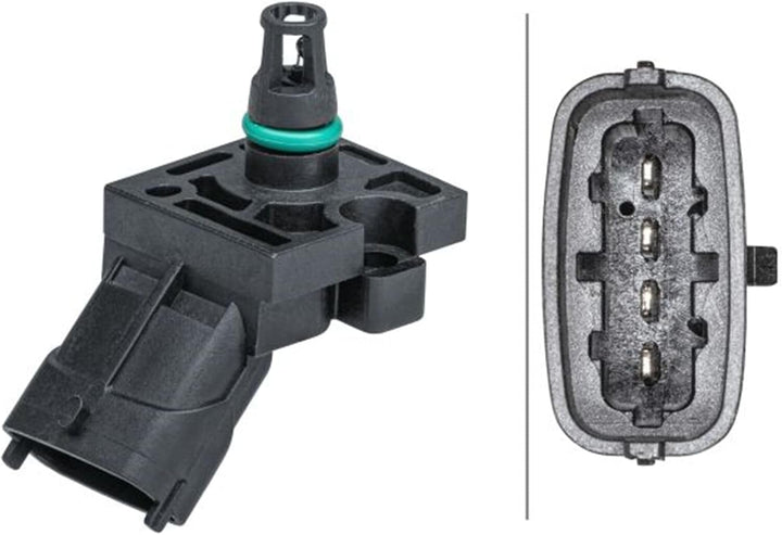 HELLA 6PP 009 403-131 Sensor, Ladedruck - 4-polig - geschraubt - mit Dichtung