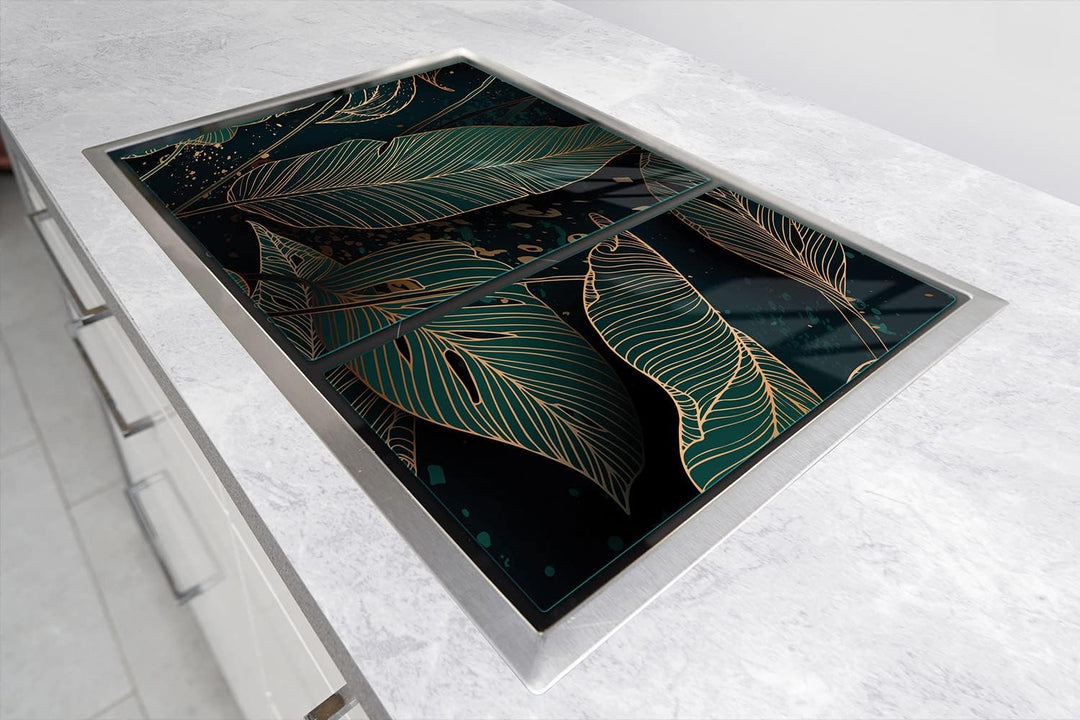 DarHaus Herdabdeckplatten tweiteilig 75x52 cm Ceranfeld Abdeckung Glas Spritzschutz Abdeckplatte Gla