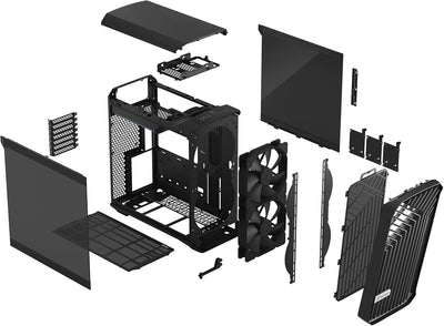 Fractal Design Torrent Compact Black - Dark Tint Tempered Glass Side Panels - Open Grille for Maximu