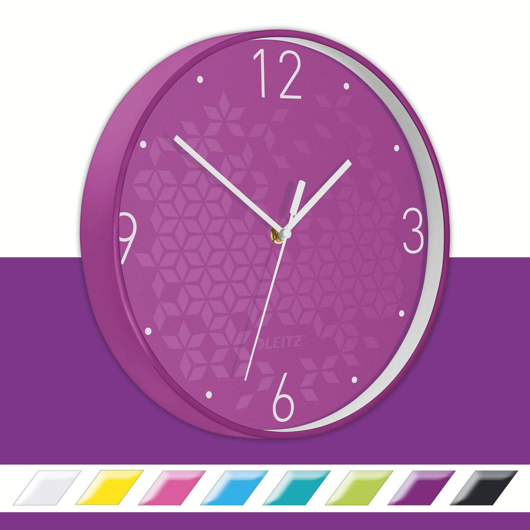 Leitz Wanduhr WOW, Lila, 32.5 x 31.1 cm WOW Violett, WOW Violett