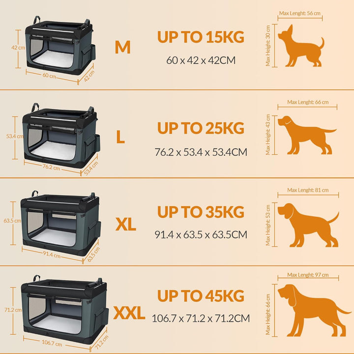 Hundebox Faltbar, 3-Türiger Transportbox Hund, 76,2 × 53,4 × 53,4cm, Tragbare Hundetasche mit Reflek