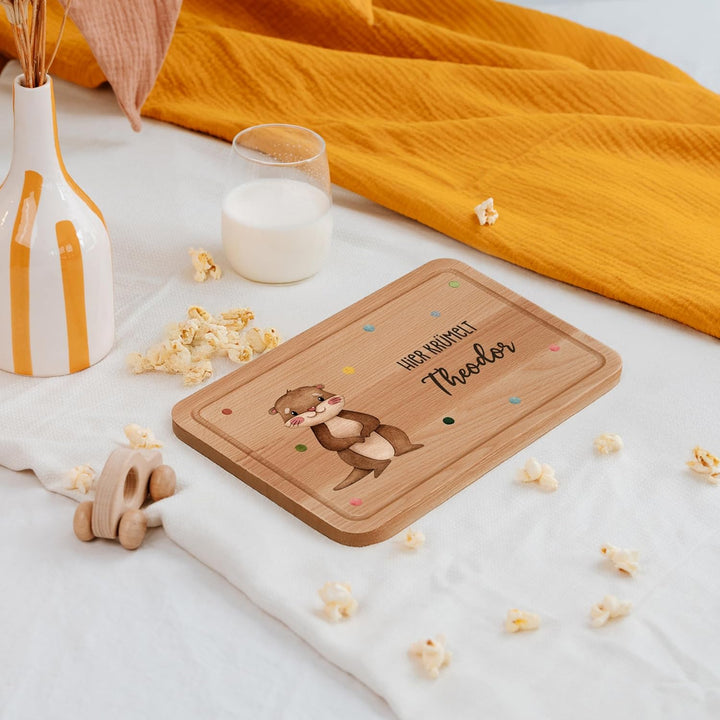 Lilletå ® Personalisiertes Holzbrett Tiergruppe - Individuelles Frühstücksbrettchen mit Hochwertigem