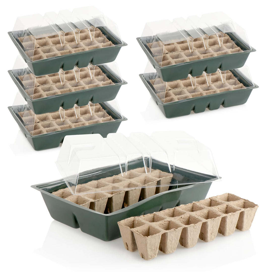 com-four® 6X Zimmergewächshaus zum Anzüchten von Pflanzen - Anzuchtset für 144 Pflanzen - Pflanzkast