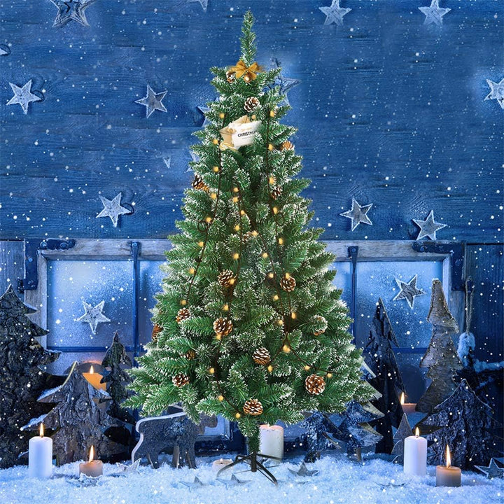 Froadp 150cm Künstlicher PVC Weihnachtsbaum Tannenbaum Kiefernadel Mit Schnee-Effekt(Schnee-Effekt,
