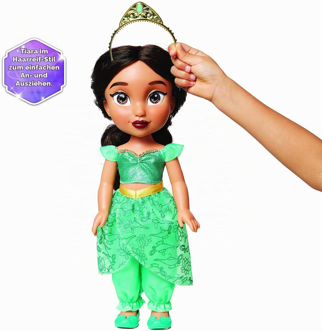 Disney Princess Jasmin Puppe 35cm, reflektierende Glitzeraugen, bewegliche Gelenke, ausziehbares Out