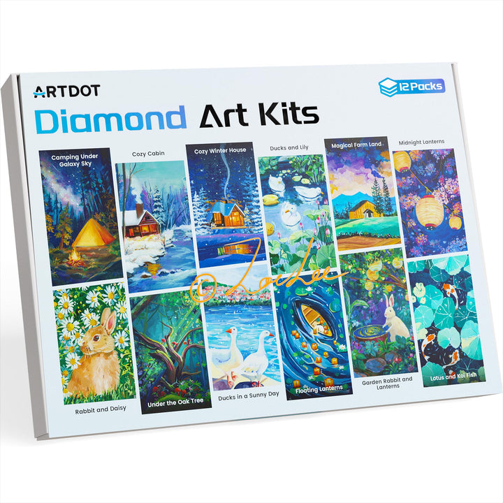 ARTDOT 12 Set 5D DIY Diamond Painting Erwachsene, Lizenziert Diamant Painting Bilder mit Zubehör für