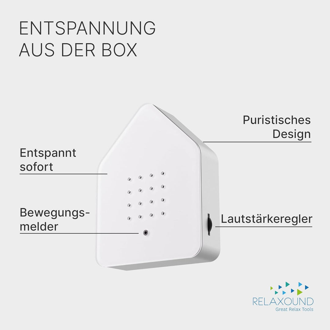 RELAXOUND ORIGINAL Zwitscherbox "White" – Moderne Vogelgezwitscher Box – Entspannender Vogelgesang –
